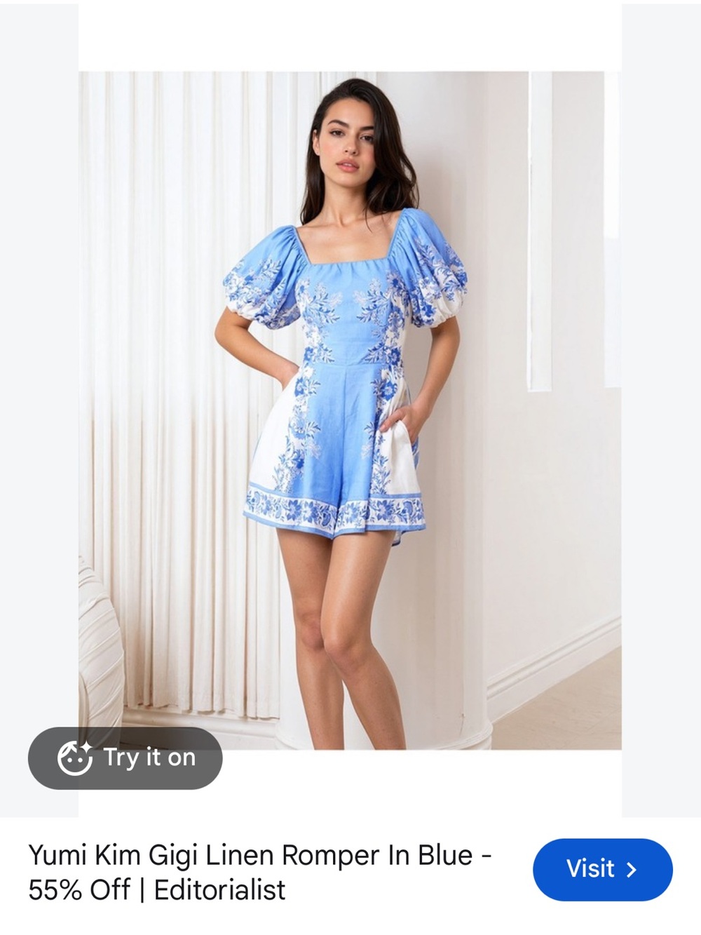 Yumi Kim new with tags Gigi blue and white romper